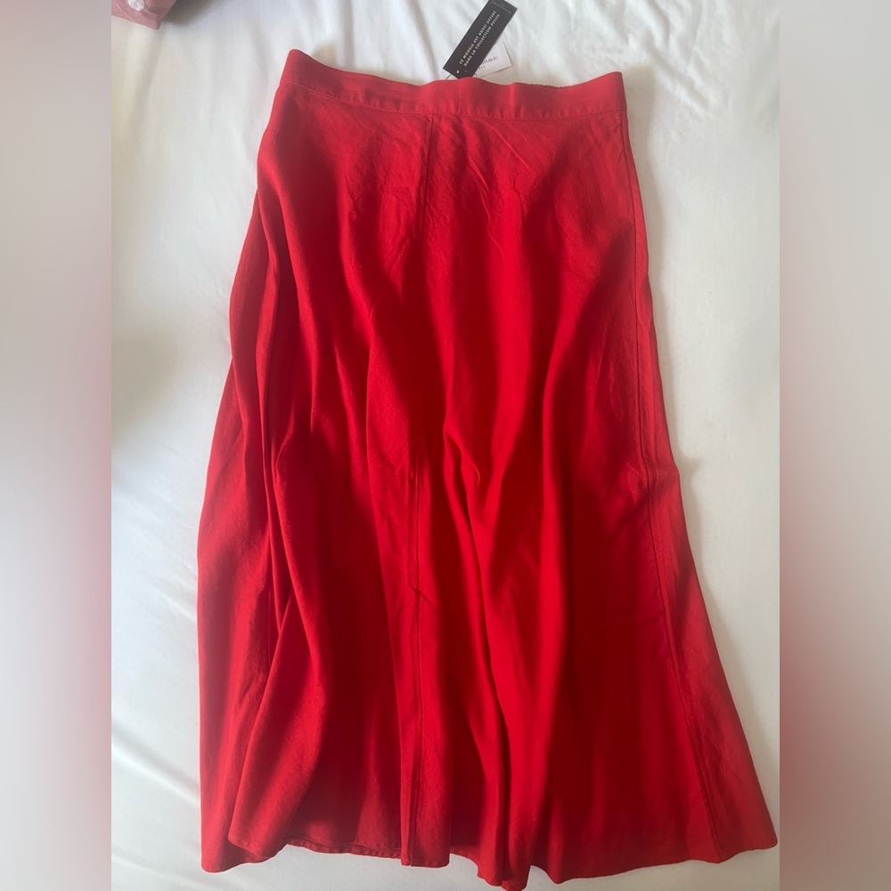 Banana Republic red linen midi skirt NWT